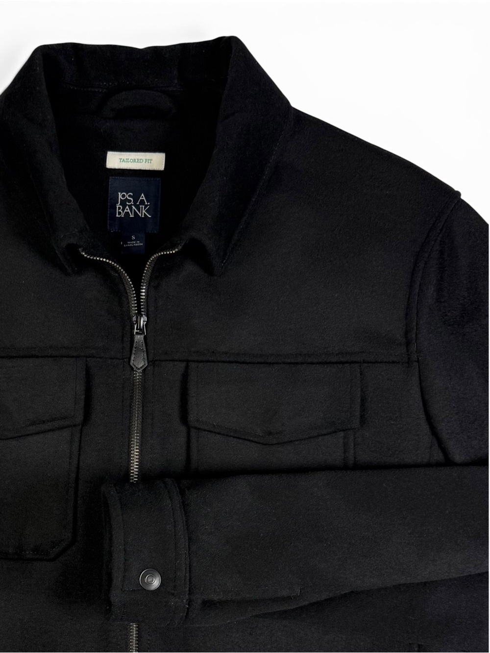 NWOT Jos A Bank Tailored Fit Black Wool Blend Field Jacket Small